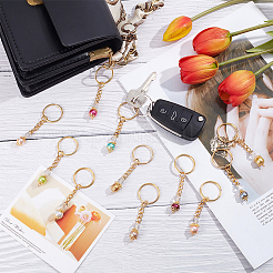 2 комплект брелок для ключей в виде ангела из стеклянных бусин и жемчуга для крещения&nbsp;KEYC-PH0001-74