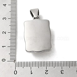 ガラスチャーム  304ステンレススチール製金具付き  長方形のチャーム  アンティークシルバー  26.5x17.5x9.5mm  穴：6x3mm&nbsp;STAS-U001-04