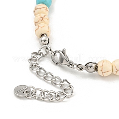 Браслеты из круглой бусины с эффектом сглаза для женщин из нержавеющей стали 304 и двухцветной синтетической бирюзы&nbsp;BJEW-G717-08P