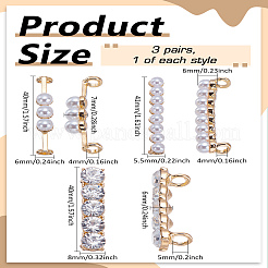 3 Paar 3 Stile Kunststoff Imitationsperle & Kristall Strass Schuhband Dekoration&nbsp;FIND-LP0003-68