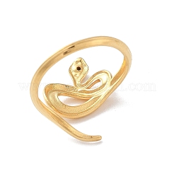 304ステンレススチールオープンカフリング  ラインストーン付き  ヘビ  18KGP本金メッキ  23mm  内径：17.5mm&nbsp;RJEW-M020-03G-05