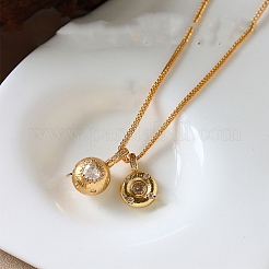 Collana da donna con doppio pendente a sfera rotonda in ottone con pavé di zirconi cubici trasparenti.&nbsp;WG4A742-01