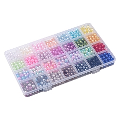 840 個 28 スタイル ABS プラスチック模造パールビーズ  ラウンド  ミックスカラー  7.5~8x7.5~9.5mm  穴：1.6~2.3mm  約30個/スタイル&nbsp;OACR-FS0001-41