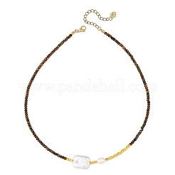 Collane da donna con perle rettangolari barocche naturali keshi e pietre miste rotonde sfaccettate.&nbsp;NJEW-JN06682