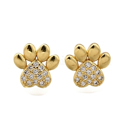 Серьги-гвоздики с прозрачным кубическим цирконием и принтом собачьих когтей&nbsp;EJEW-C035-02G