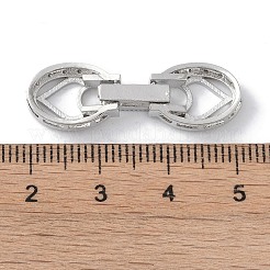 Placage en rack laiton micro pave zircon cubique transparent fermoirs rabattables&nbsp;KK-NH0002-03A-P