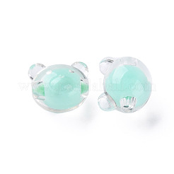 透明なアクリルビーズ  二層ビーズ  クマ  アクアマリン  16x18x15.5mm  穴：3mm  約220個/500g&nbsp;MACR-S373-122-B03