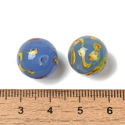 手作りランプワークビーズ  模造ヒスイビーズ  ラウンド  コーンフラワーブルー  14mm  穴：2mm&nbsp;LAMP-C016-04D-10