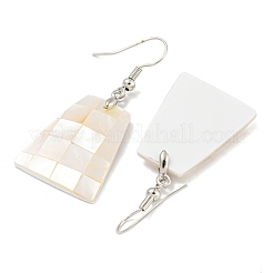 Orecchini pendenti in ottone placcato bianco naturale con conchiglia&nbsp;EJEW-N055-52F