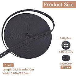 20 шт. пуговицы из смолы с 30-метровым плоским эластичным шнуром из полипропилена и поликоттона&nbsp;DIY-GF0009-64A