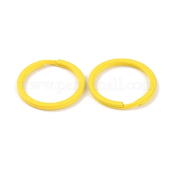 スプレー塗装された鉄のキーチェーンの留め金  リング  きいろ  30x2.5mm  内径：24.7mm&nbsp;IFIN-WH0063-13G