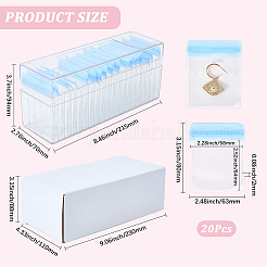 Rechteckige transparente Aufbewahrungsboxen für Schmuck aus ABS-Kunststoff mit Deckel und PVC-Beuteln&nbsp;CON-WH20001-17D