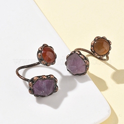 Кольца с натуральным аметистом и драгоценными камнями RJEW-B122-04R