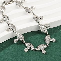 Браслеты из грибовидной латуни с микропаве из прозрачных кубических цирконий для женщин BJEW-Z126-04P