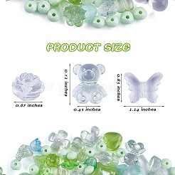 150 個ランダムローズアクリルビーズクマパステルスペーサービーズ蝶ルースビーズジュエリーキーホルダー電話ストラップ作る  グリーン  17mm&nbsp;JX543E