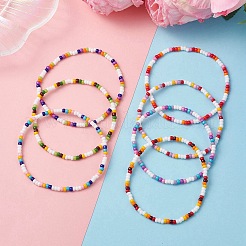 7шт. стеклянные бусины эластичные браслеты для женщин&nbsp;BJEW-MZ00278