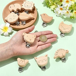 10 pince porte-tétine bébé en bois de hêtre&nbsp;WOOD-YW0001-94