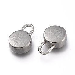 変色しにくい304ステンレススチールペンダント  フラットラウンドロック形状  ステンレス鋼色  16x10x5mm  穴：4x3mm&nbsp;STAS-H120-03P
