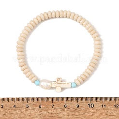 Bracelets extensibles religieux en turquoise synthétique&nbsp;BJEW-JB14421