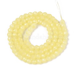 ジェイド風ガラスビーズ連売り  ラウンド  多面カット  シャンパンイエロー  4x3.5~4mm  穴：0.6~0.8mm  約94~99個/連  13.78~14.57''（35~37センチメートル）&nbsp;GLAA-T028-4mm-11H