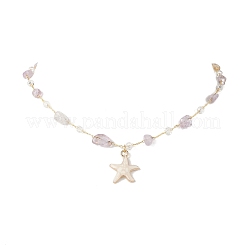 Латунные самородки из натурального аметиста ручной работы&nbsp;NJEW-JN05366-03