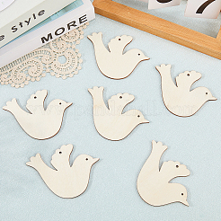 40 шт. необработанное деревянное подвесное украшение BIRD-CP0001-01