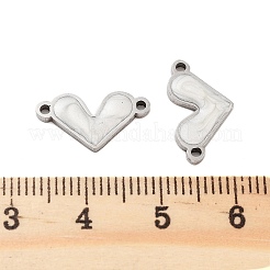 Verbindungsstück-Anhänger aus 304 Edelstahl mit weißer Emaille&nbsp;LS-STAS-Z078-12P