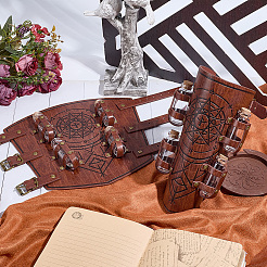 1 пара регулируемых браслетов из искусственной кожи со стеклянными бутылками&nbsp;AJEW-CL0002-53A