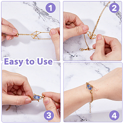 4 шт. 4 стиля латунный плетеный макраме мешочек пустой держатель для камней набор для изготовления браслетов и ожерелий для женщин&nbsp;SJEW-DC00001