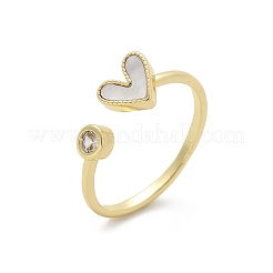 Латунные кольца-манжеты с микропаве и прозрачным цирконием для женщин&nbsp;RJEW-C126-02G