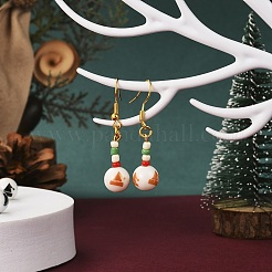 80шт 8 цвета рождественские непрозрачные стеклянные бусины EGLA-YW0001-06