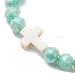 7 шт. двухцветных эластичных браслетов из гальванического стекла&nbsp;BJEW-JB12702