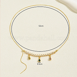 Регулируемый слайдер элегантные латунные цветные кубические циркониевые подвески ожерелья для женщин LG0257-2