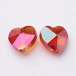 Гальванические граненые стеклянные бусины сердца&nbsp;X-EGLA-R091-M