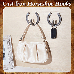 4 шт. чугунных крючков для одежды в форме подковы&nbsp;AJEW-GA0009-22A