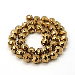 電気メッキガラスビーズセット  メッキフルアンティークブロンズ  多面カット  ラウンド  ダークチソウ  10mm  穴：1mm&nbsp;EGLA-J015-10mm-WLS22
