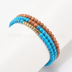Ensemble de bracelets extensibles en bois naturel&nbsp;BJEW-JB07994
