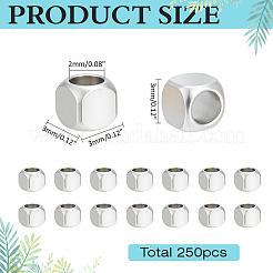 250 шт. 201 бусины из нержавеющей стали STAS-ME0002-50