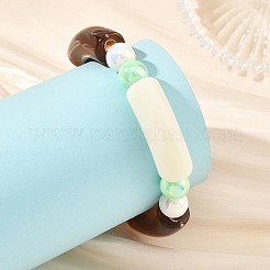 Tubi in acrilico opaco e braccialetti elasticizzati con perline rotonde&nbsp;BJEW-JB14455