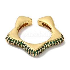 Кольца-манжеты для женщин с открытыми кольцами из латуни и кубическим цирконием в виде звезды&nbsp;RJEW-S242-02G-A