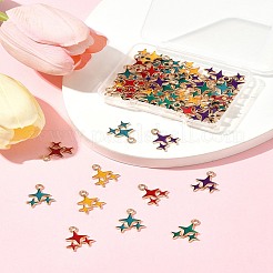 50шт 5 цвета сплава эмалевые подвески&nbsp;ENAM-FS0002-30