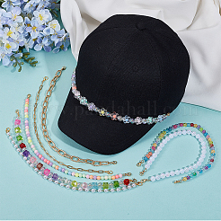 8 шт. 8 стиля акриловых бусин и алюминиевых тросовых цепей и 304 нержавеющей стали цепи для бейсбольной кепки&nbsp;HJEW-SC0002-47