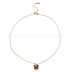 Ожерелья с подвесками из стекла в виде бабочек NJEW-E105-06KCG-02