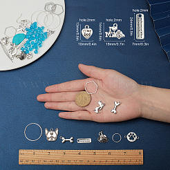 犬をテーマにしたDIYイヤリング作りキット  合金ペンダントとリンクコネクターを含む  アイアン製ペンダント  ガラス双円錐ビーズ  真鍮製のリンキングリングとピアスフック  鉄パーツ  プラチナ&nbsp;DIY-SC0013-83P