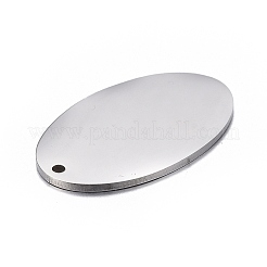 変色しない304ステンレススチールペンダント  空白タグのスタンプ  オーバル  ステンレス鋼色  24x15x1mm  穴：1.2mm&nbsp;STAS-F254-08P