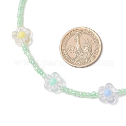 Ожерелья из акриловых и стеклянных бусин в виде цветов для женщин NJEW-JN05291-02