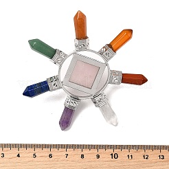 Pierre naturelle mélangée et pyramide de quartz rose naturel et générateur d'énergie à 7 point de chakra&nbsp;DJEW-K011-A02