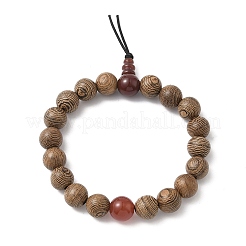 2 комплект из 2 браслетов из натурального сердолика и дерева с круглыми бусинами для мужчин и женщин BJEW-JB12346