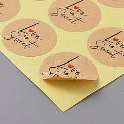 Selbstklebende Etikettenaufkleber aus Kraftpapier mit runden Punkten&nbsp;STIC-WH0012-05B