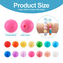 140 шт. 14 цвета пищевые экологически чистые силиконовые бусины SIL-TA0001-24